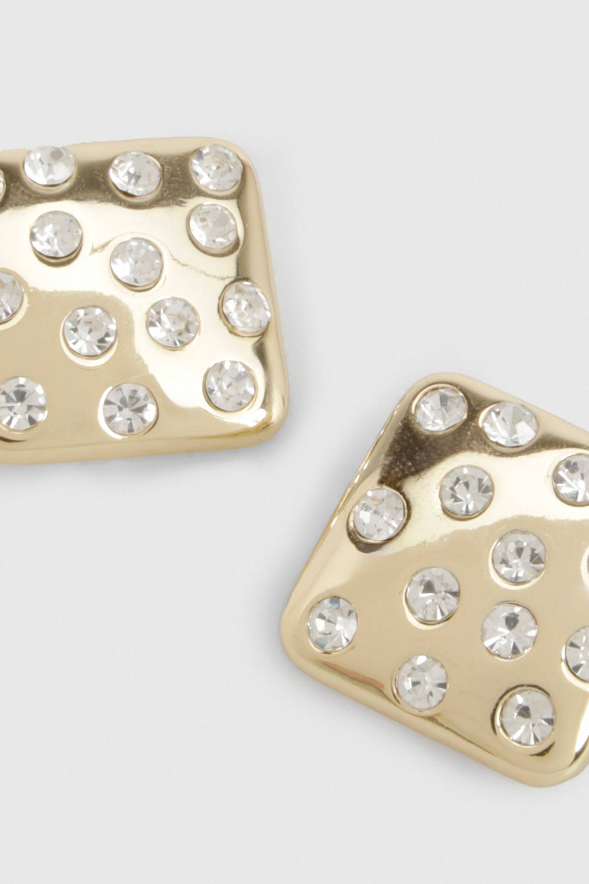 KarenMillen Boucles d'Oreilles synthétiqueces Carrées Ornées de Strass