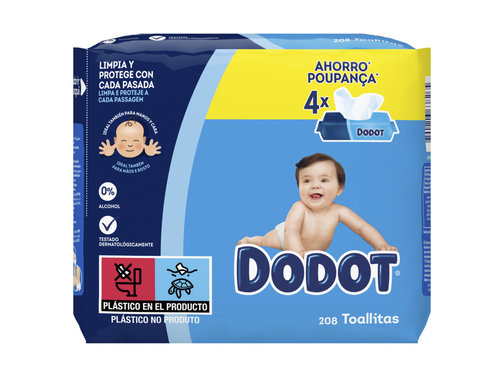 TOALHITAS BEBÉ DODOT AZUL 4X52UN