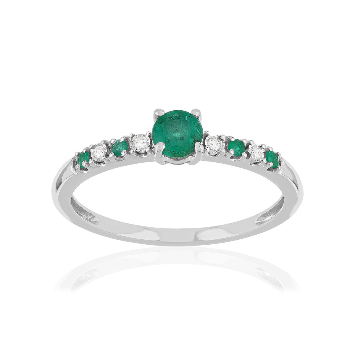 Bague or 375 blanc émeraudes