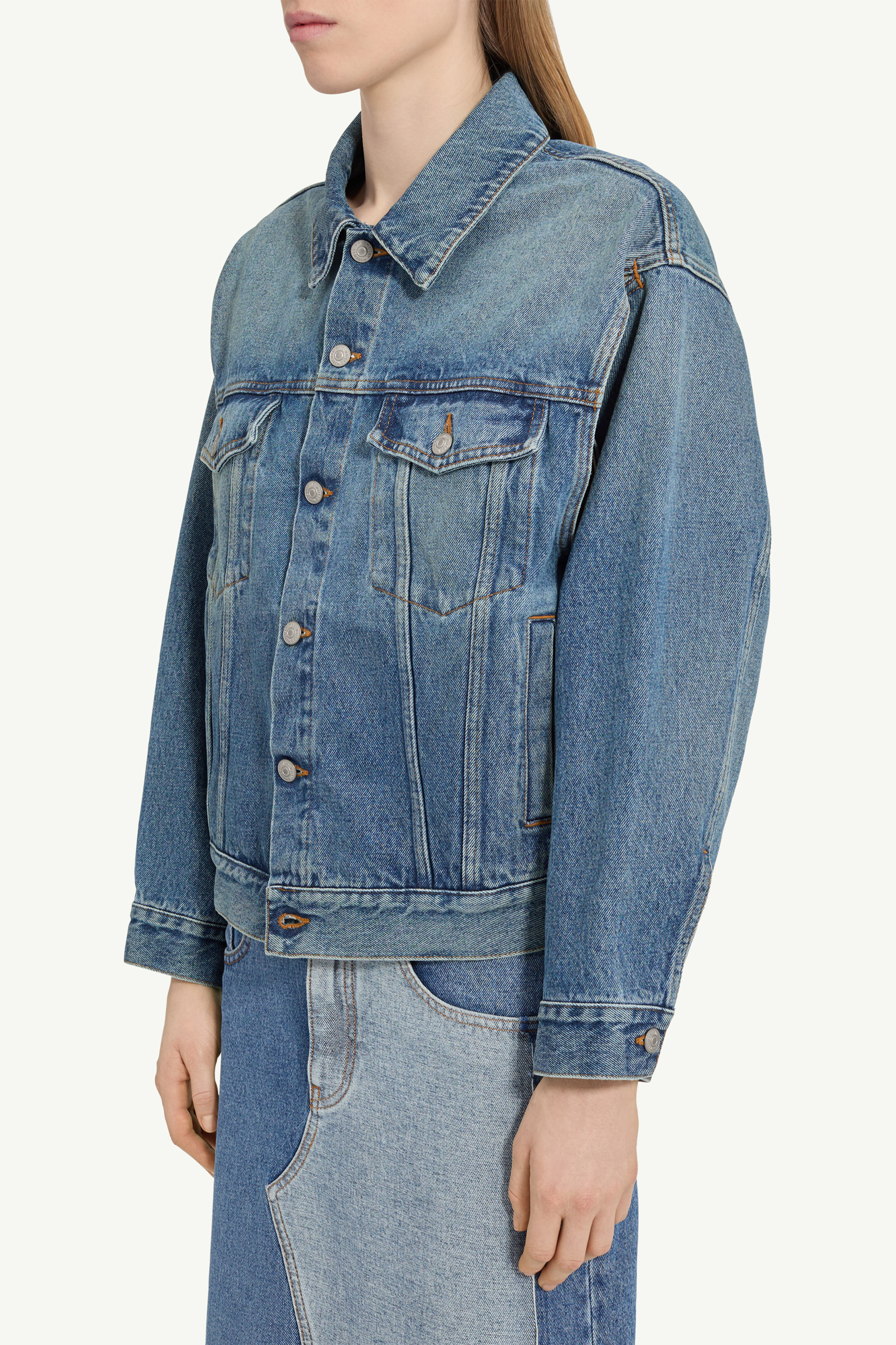Veste en denim avec épaules structurées pour femme | MM6