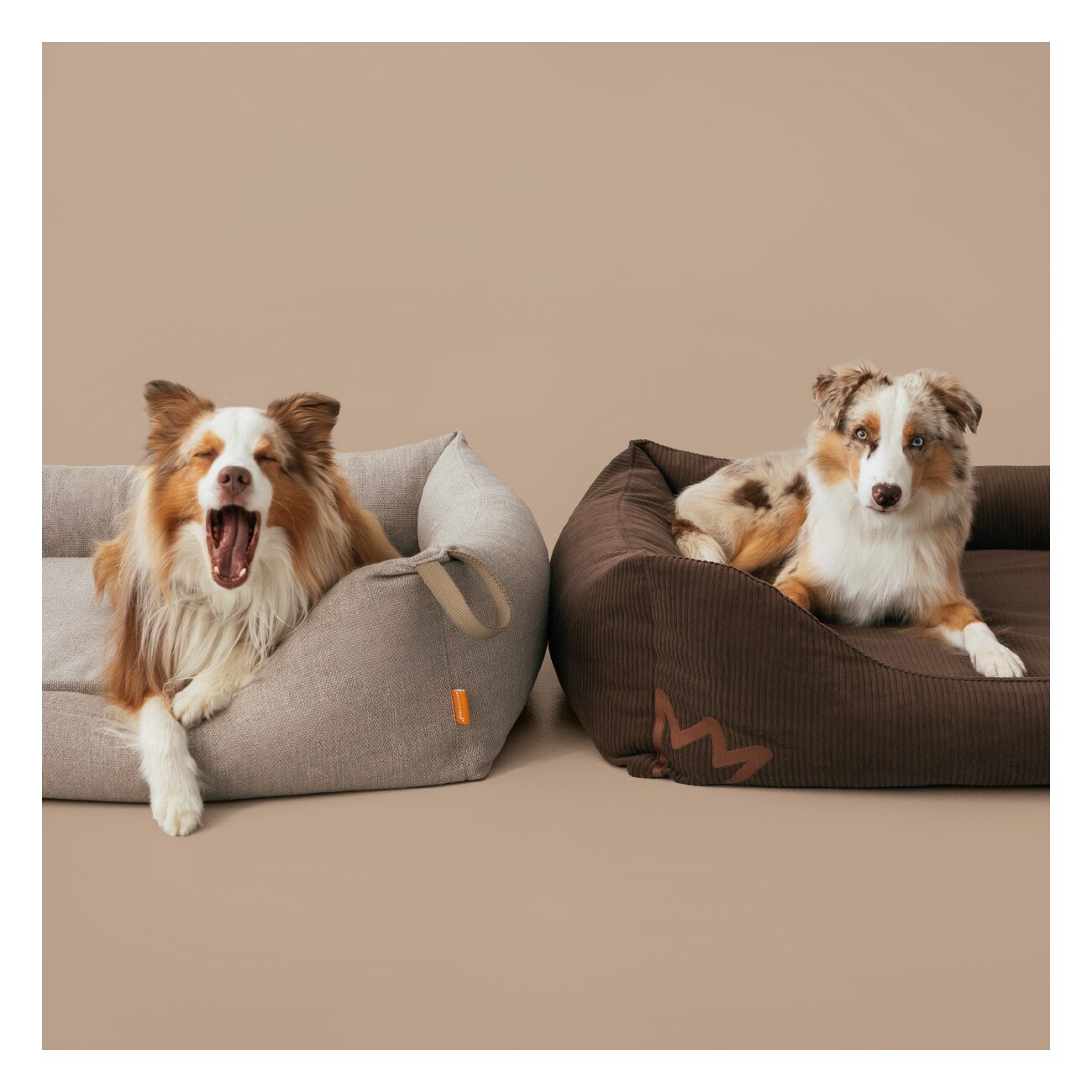 Rudelkönig Hundbett Koye orthopädisch - mit Memory Foam, robust & waschbar beige/ grau S