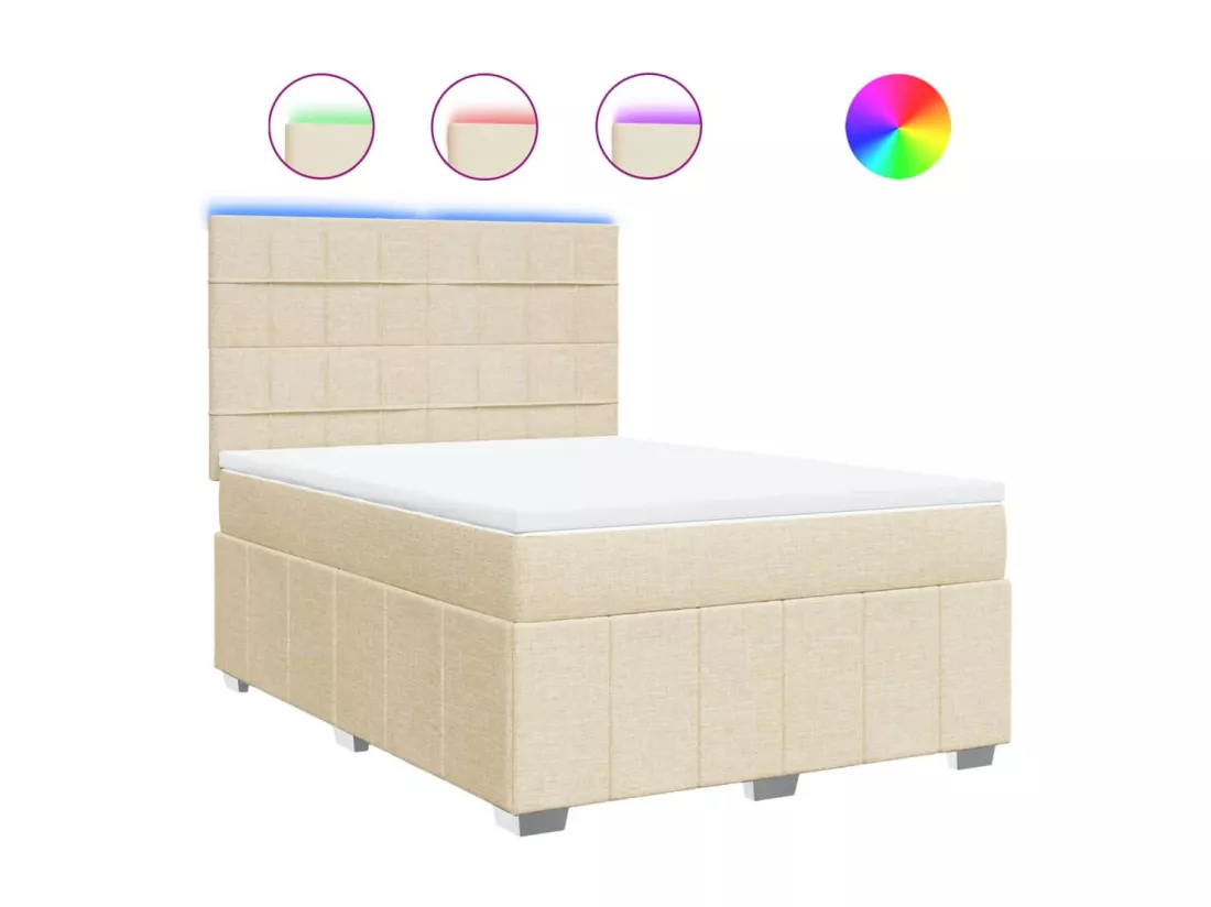 Sommier tapissier avec matelas Crème 160x200 cm Tissu