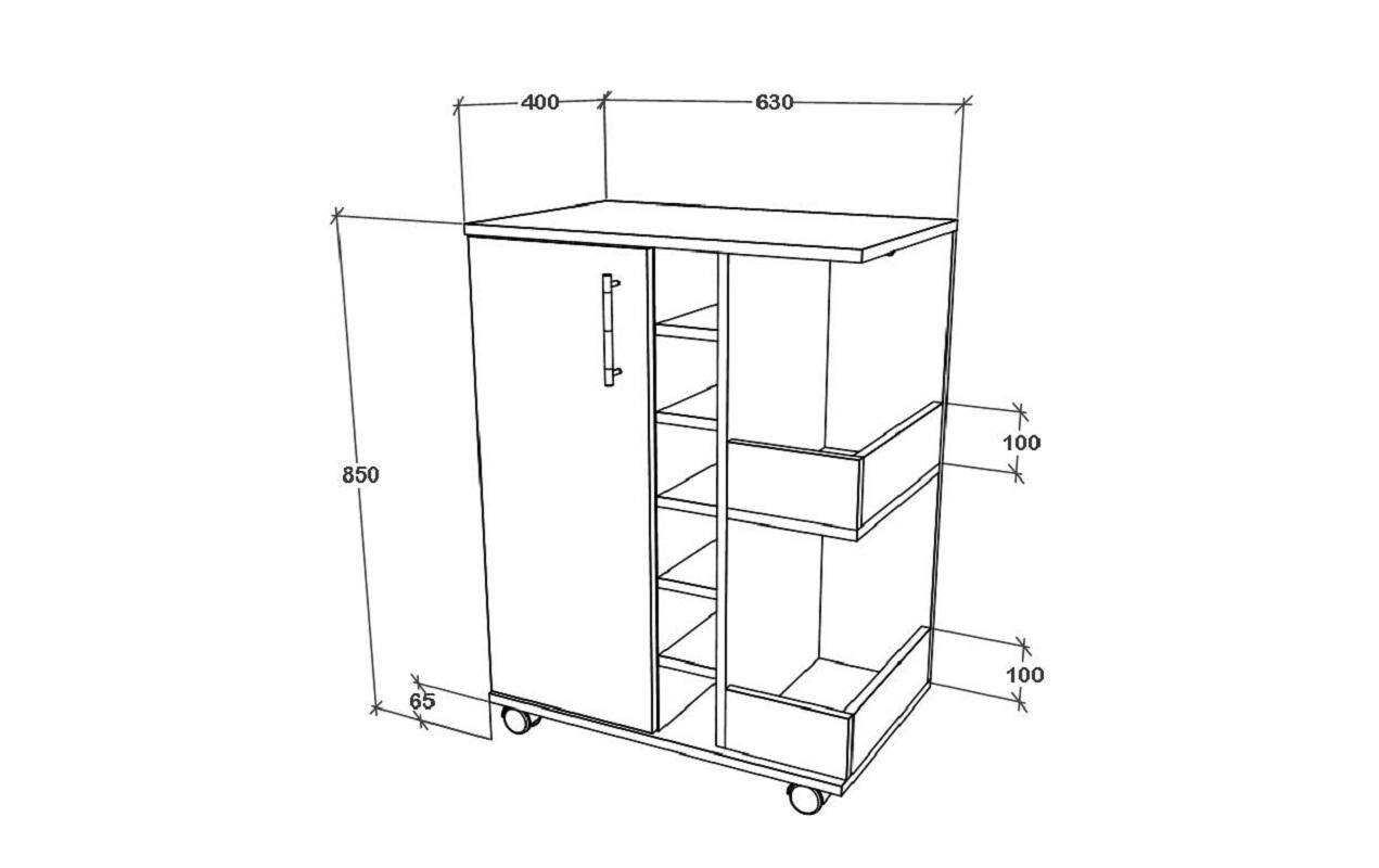 Küchenwagen Esilo M 63 x 85 x 40 cm, Weiss<br>Servierwagen für die Küche