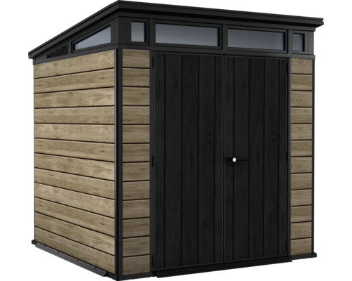 Keter Signature Ashwood Pent 7x7 tuinhuis inclusief vloer, 216 x 218 cm, antraciet/bruin, exclusief bij Hornbach