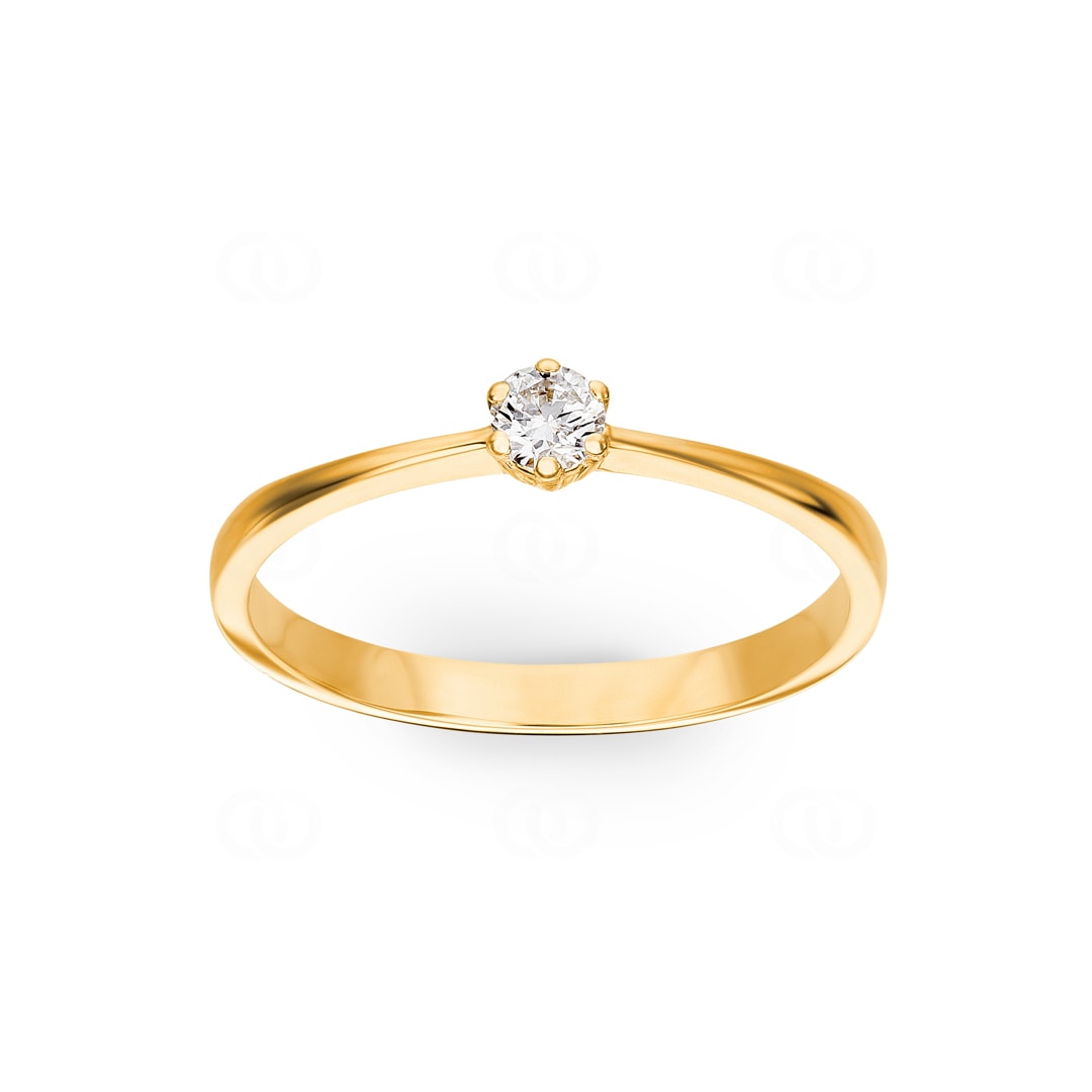 Verlobungsring 750/18 K Gelbgold mit Diamant 0.15 ct H/si