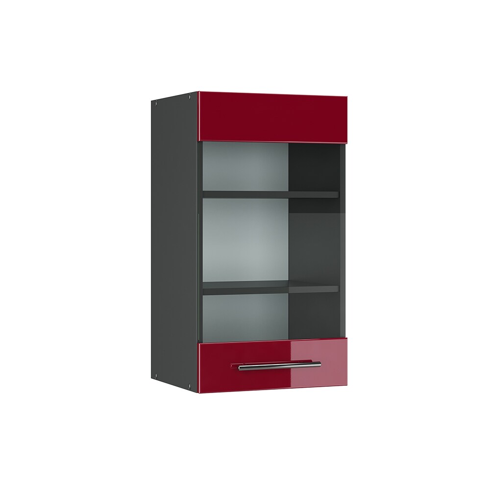VICCO Hängeglasschrank 40 cm Bordeaux Hochglanz Küchenschrank Hängeschrank Küchenzeile Fame-Line