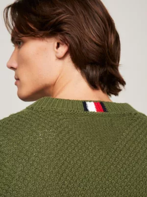 Suéter oversized de malha trançada Hilfiger Monotype