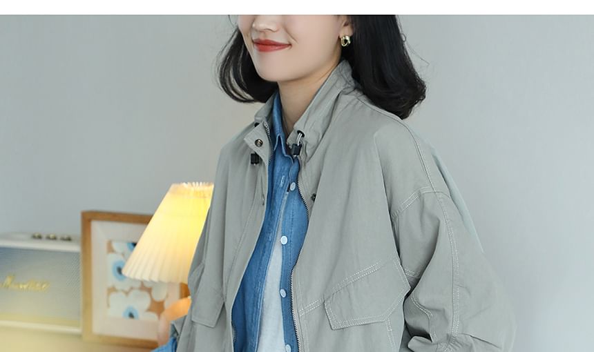 Cotton & Casual - Effen jack met opstaande kraag en rits