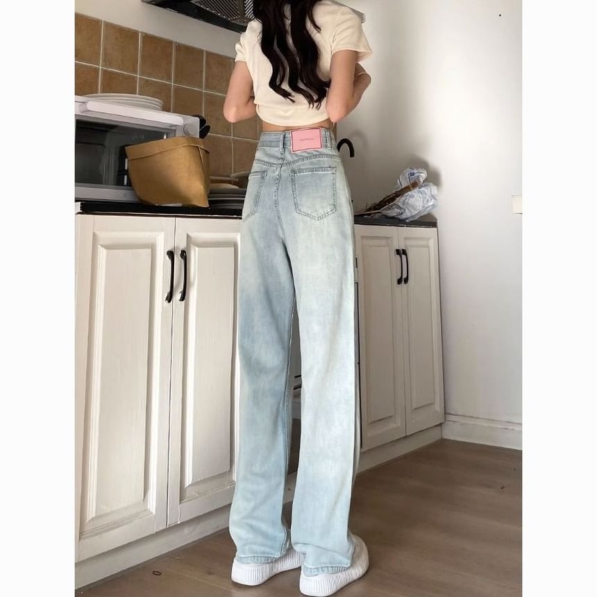 Okalpis - Hoge taille wijde jeans