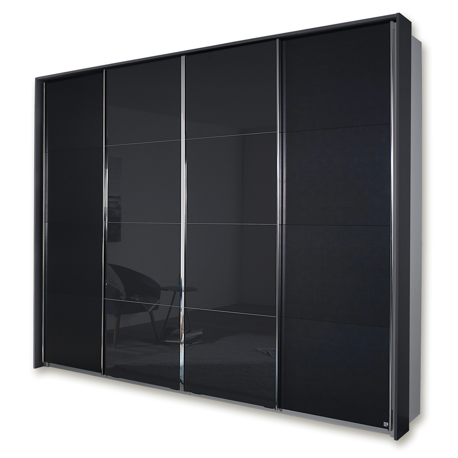 Schwebetürenschrank - grau metallic - basalt - 230 cm hoch