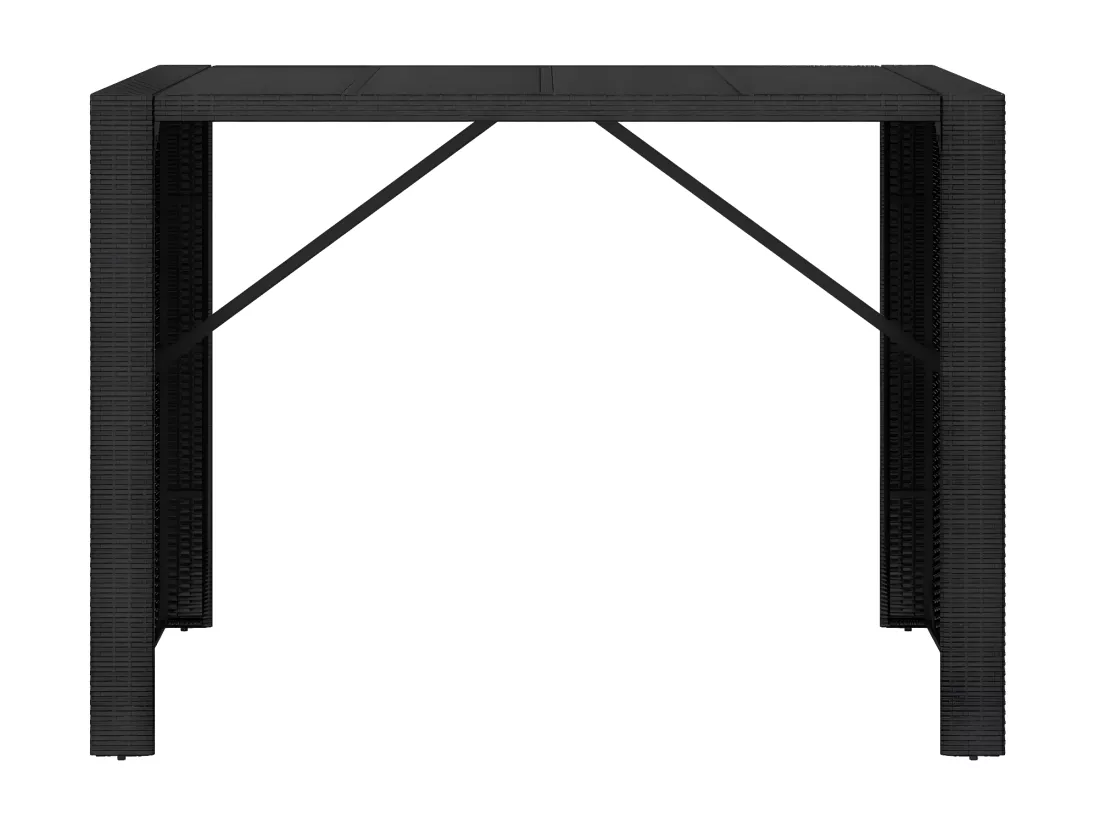 Prolenta Premium - Table de bar et dessus en verre noir 145x80x110 cm poly rotin