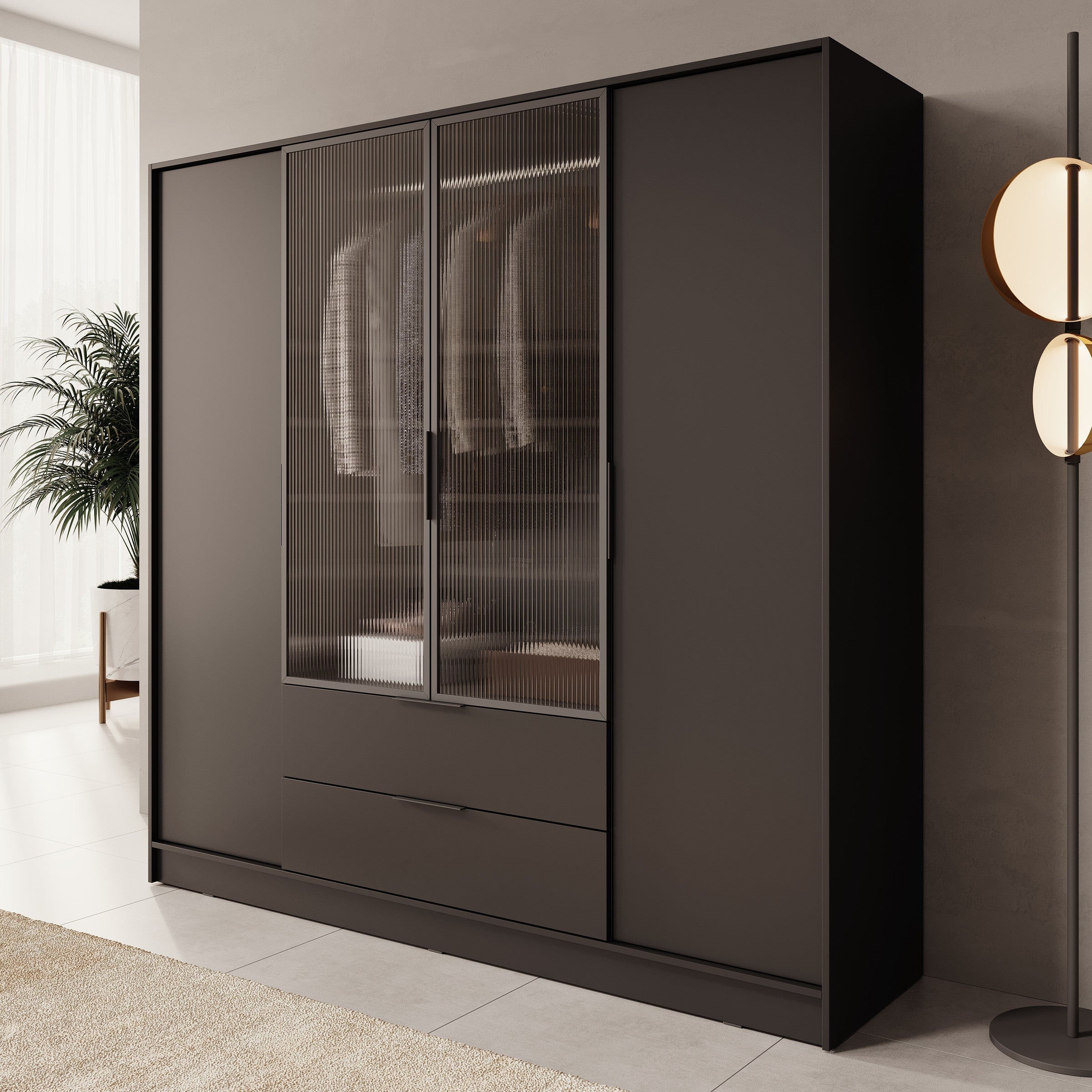 Meubella - Kledingkast Knox - Zwart - 206 cm