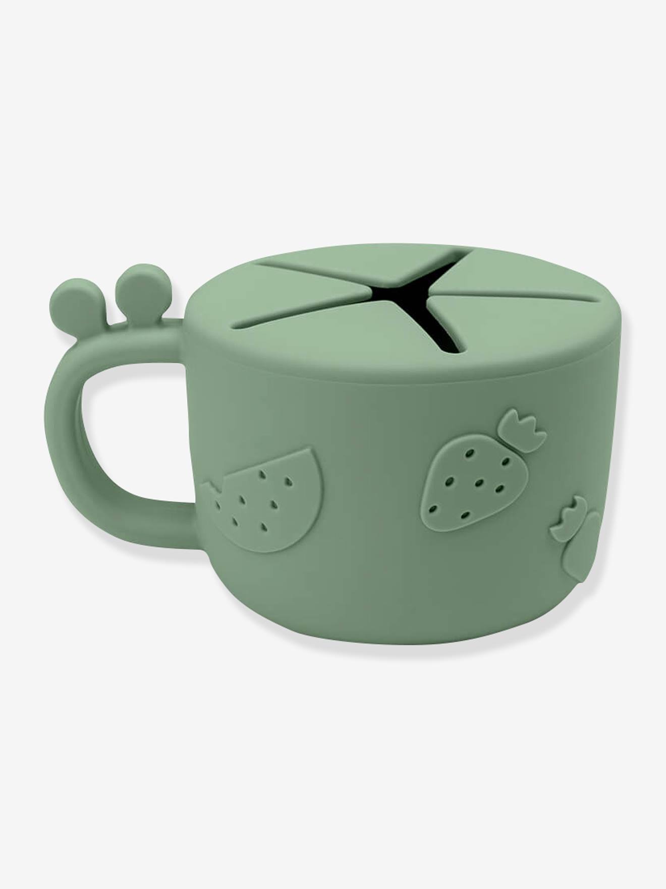 Copo de silicone verde para lanches Peekaboo Raffi da marca DONE BY DEER