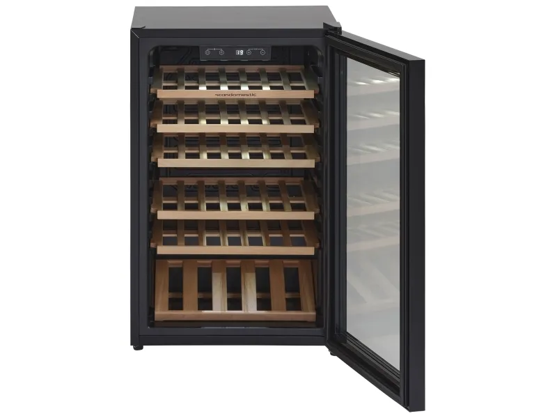 Scandomestic SV 45 B - Vinkøleskab - 1 Zone - bredde: 55 cm - dybde: 55.5 cm - højde: 83.5 cm - 115 liter - sort - Optil 45 flasker