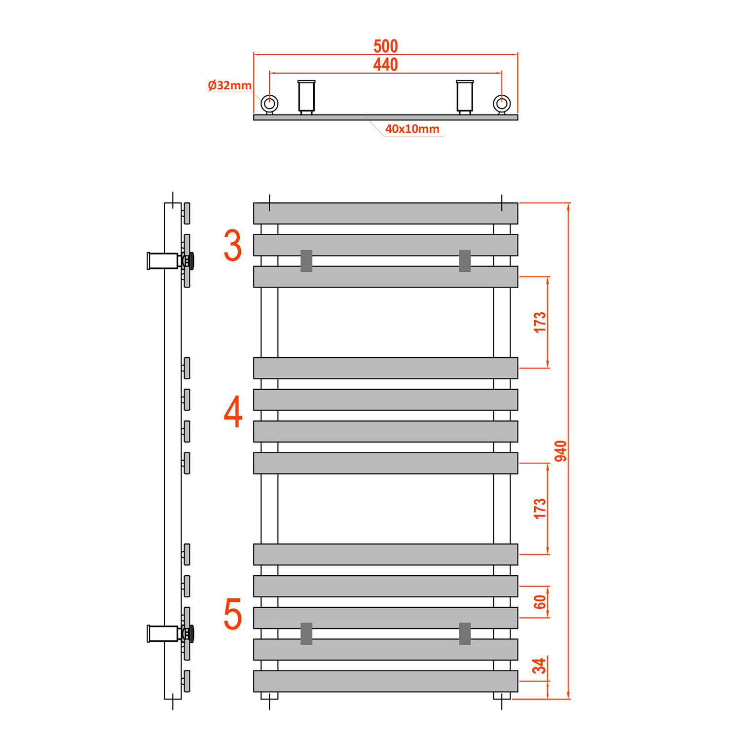 Sapho Jalousi radiator wit 50x94cm 328W