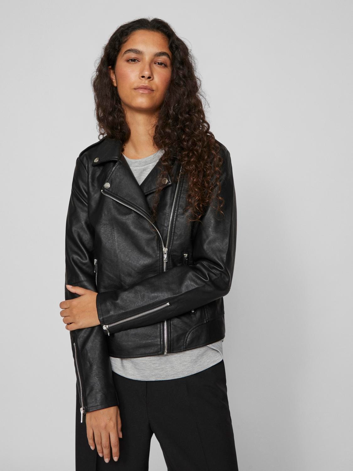 Vila Lederimitatjacke »VICARA COATED JACKET - NOOS« mit Biker Details