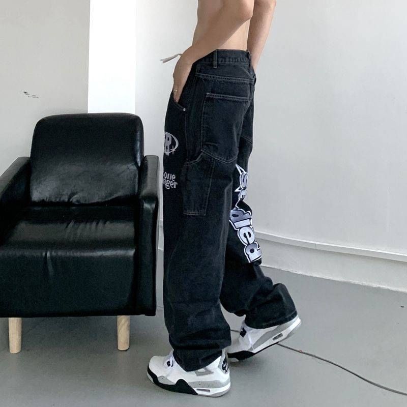 GRAYCIOUS - Baggy jeans met geborduurde letters