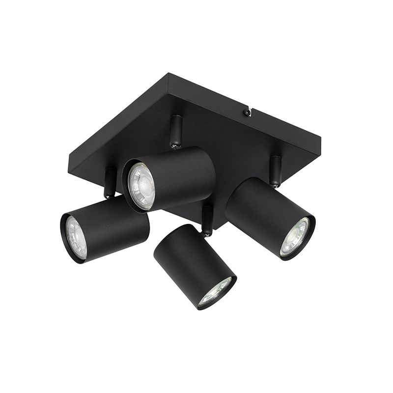 Moderne plafondlamp zwart 4-lichts verstelbaar vierkant - Jeana
