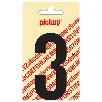 Pickup plakcijfer 3 zwart mat 90 mm