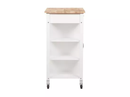 Desserte de cuisine 1 porte 1 tiroir 3 en hevea - Blanc laque - L 74 x P 47 x H 91 cm - ENZO