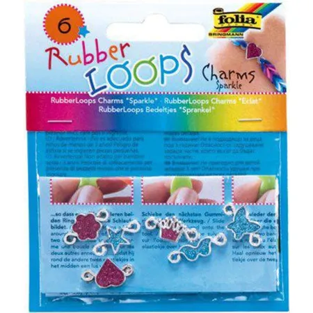 Folia 33905 Rubber Loops Charms Sparkle, 6 Stück