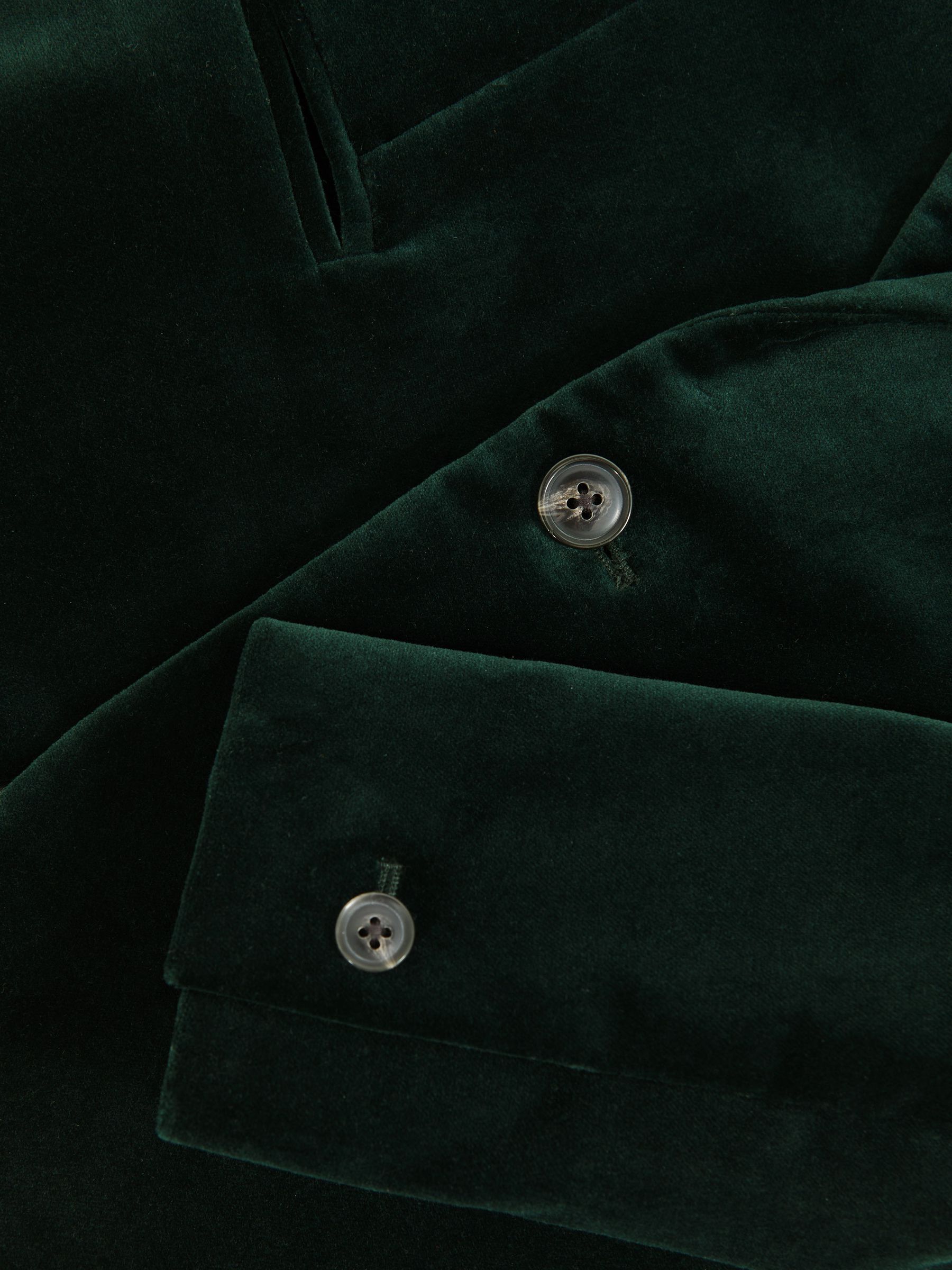 Groen - Reiss Ace smoking blazer van fluweel met enkele knopenrij