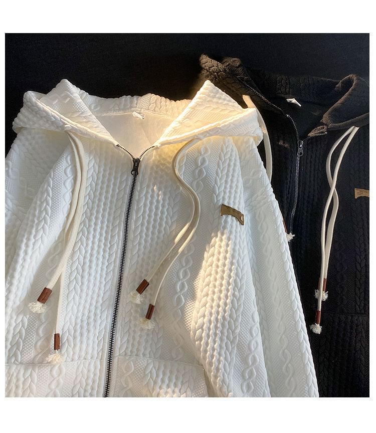 Bolgivy - Hoodie met rits en reliëfapplicatie