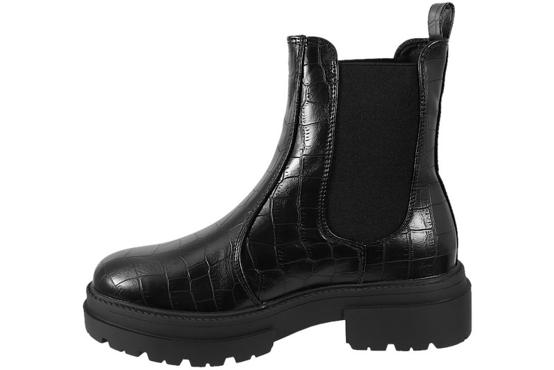5.TH AVENUE STØVLE I SORT PU MED KROKO-LOOK