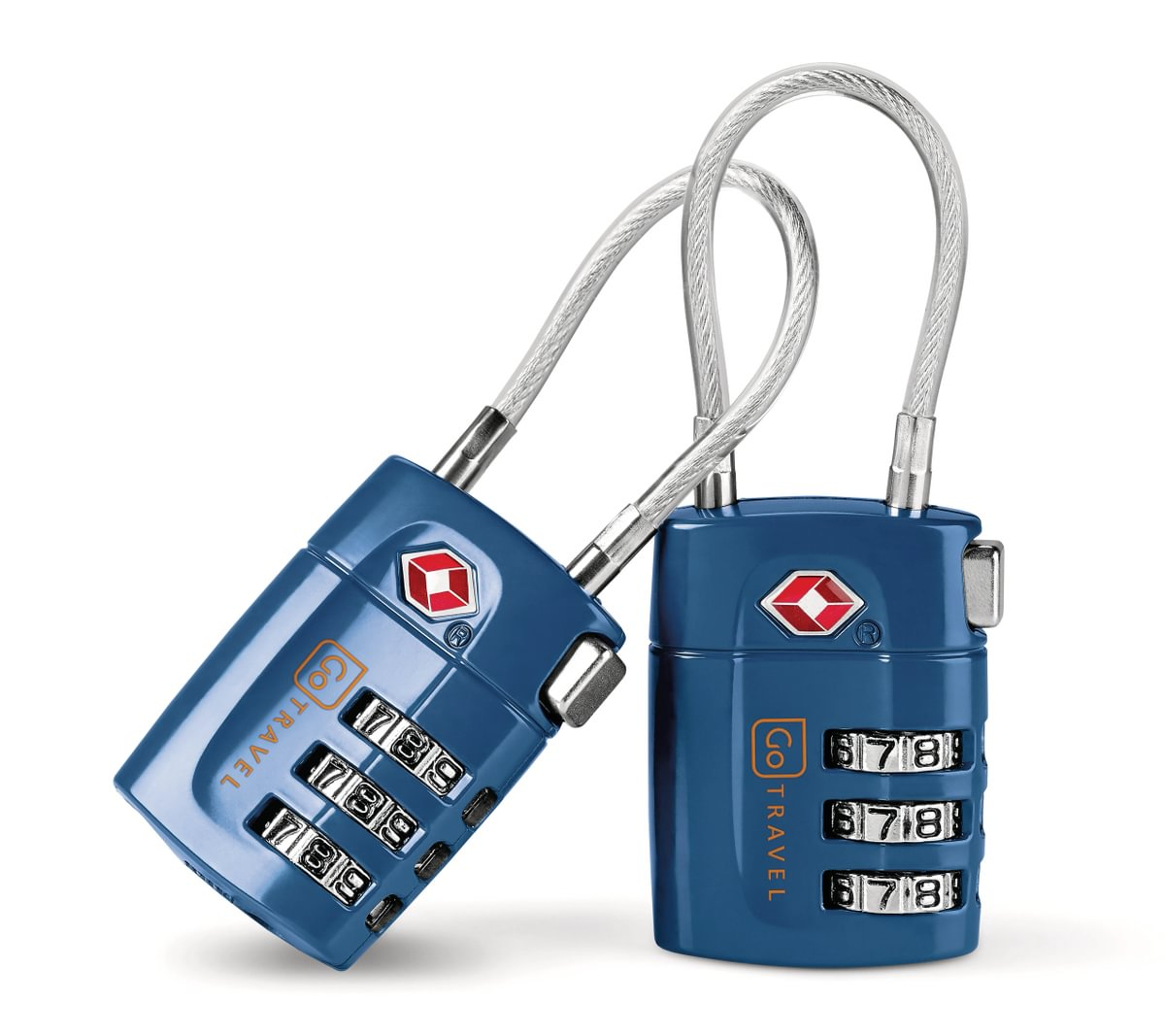 (2er Set) Combi Cable Lock Sicherheits TSA Zahlenschloss 3-Stelliges Kabelschloss (360.101) - Blau