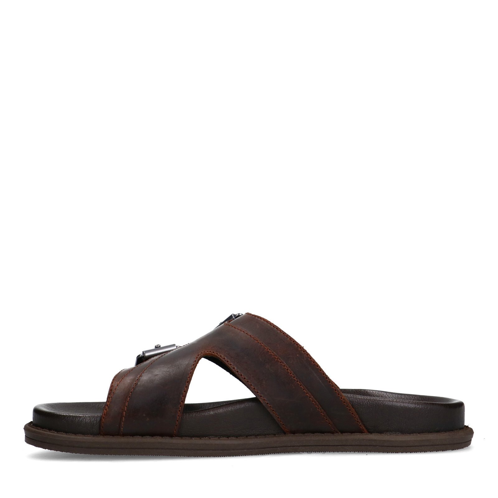Bruine leren slippers