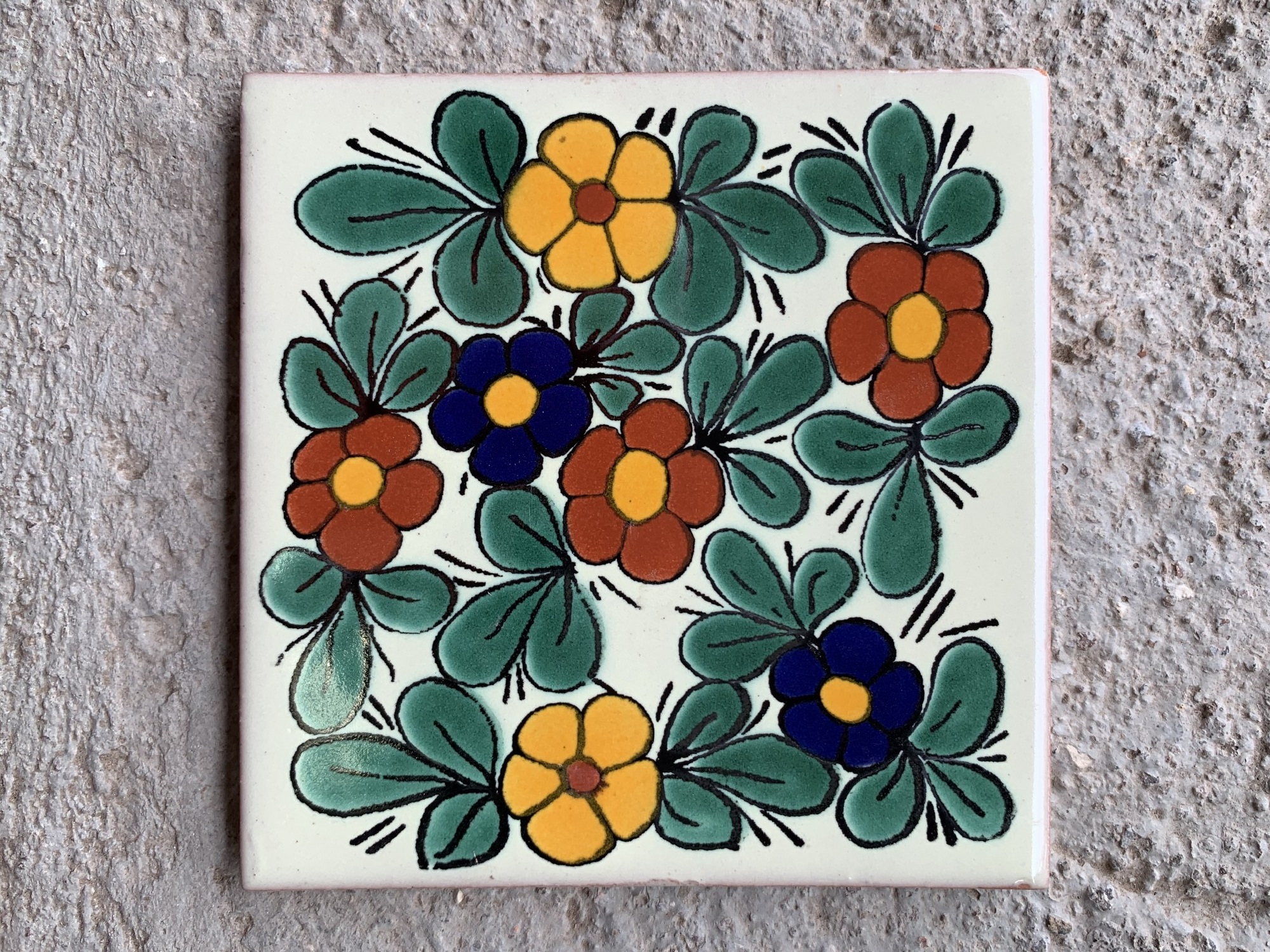 Kachel 'Florecilla', multicolor, T 10 cm, B 10 cm, H 0,5 cm von fischer's lagerhaus