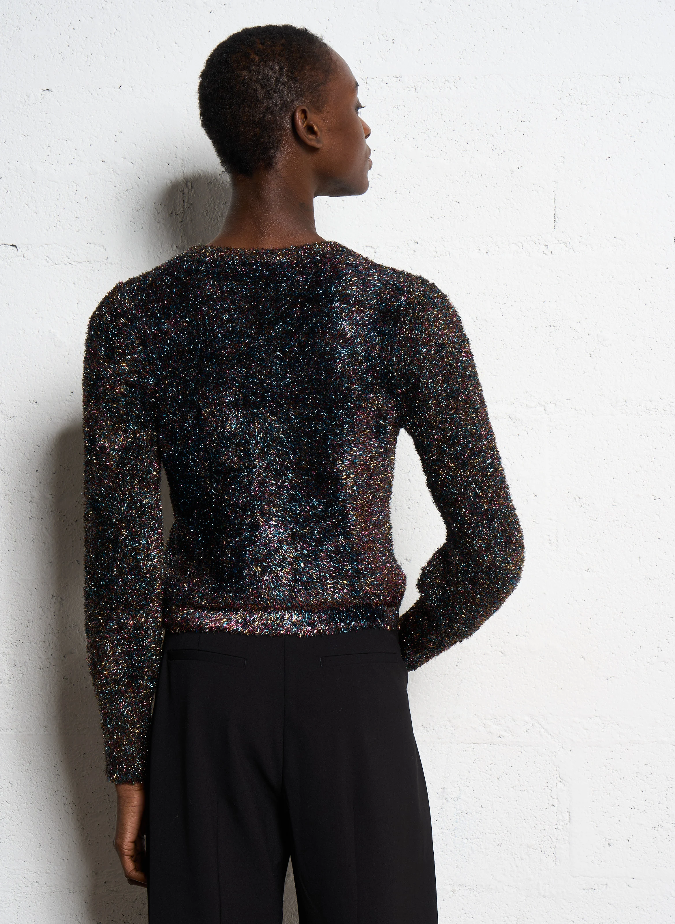 Gilet droit en maille | Noir