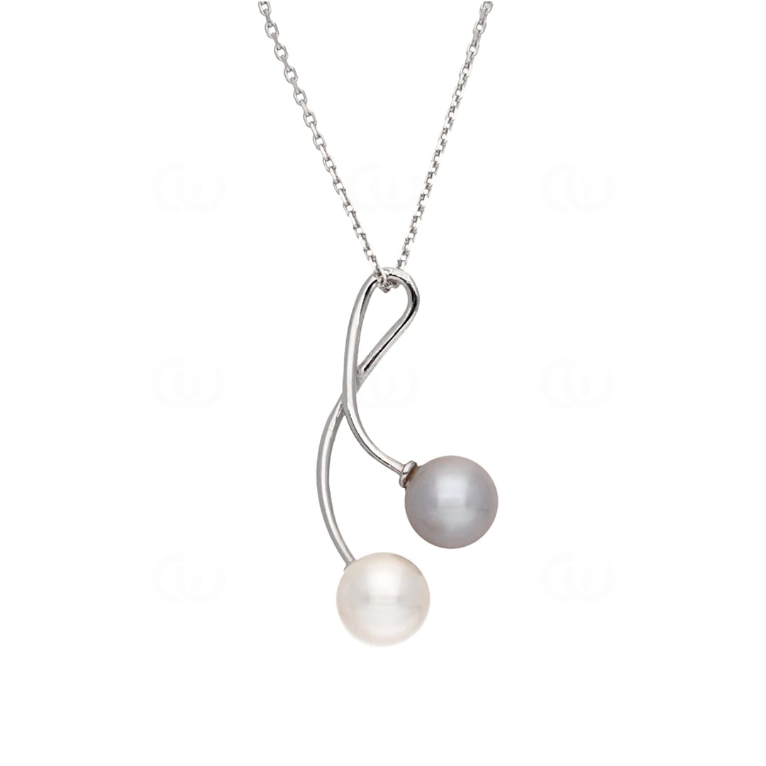 Collier mit Anhänger 925 Silber rhodiniert mit Süsswasserzuchtperle