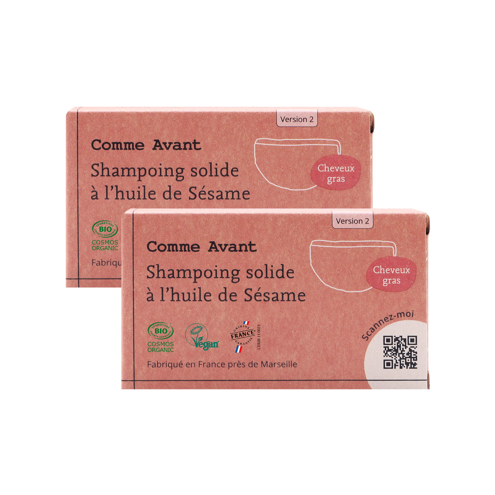 Shampoing solide cheveux gras à l'huile de sésame - Version 2 - 1 shampoing - 70g