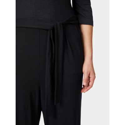 Damen-Jumpsuit Piqué, Schwarz