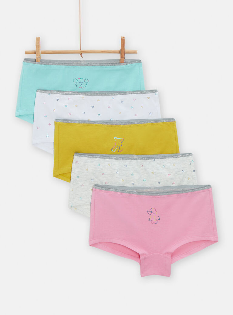 Lot de 5 shorty imprimés pour fille