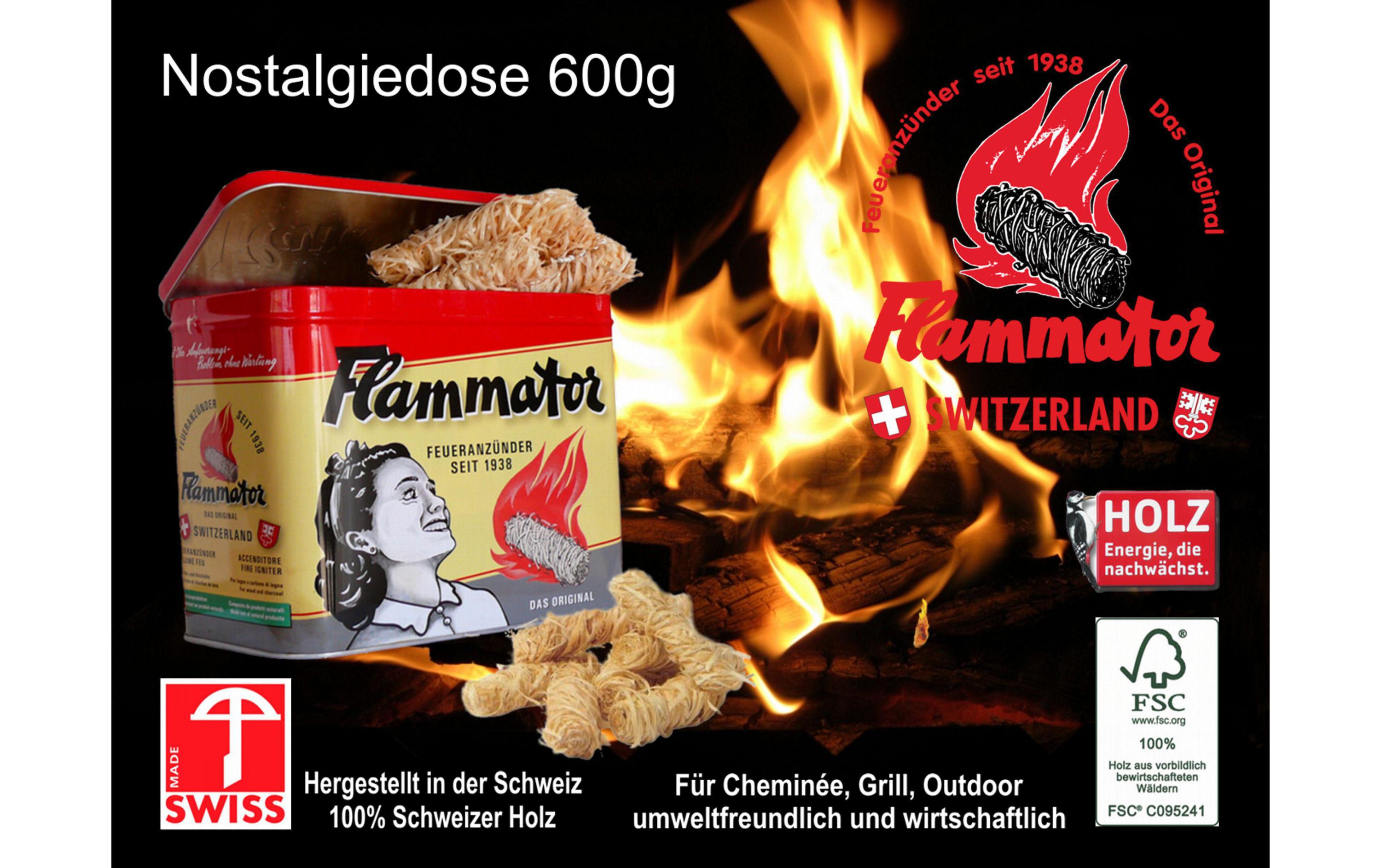 Grillanzünder mit Nostalgiedose, 50 StückFeueranzünder zum raschen Anzünden von Holz und Holzkohle