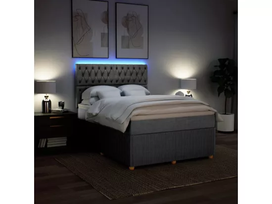 Sommier à lattes de lit avec matelas Gris clair 140x190cm Tissu