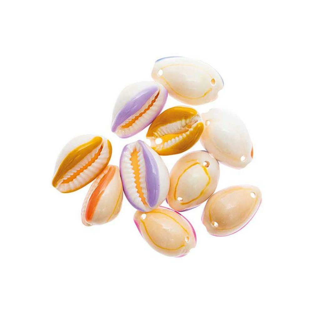 10 perles - coquillages multicolores - 2 perforations