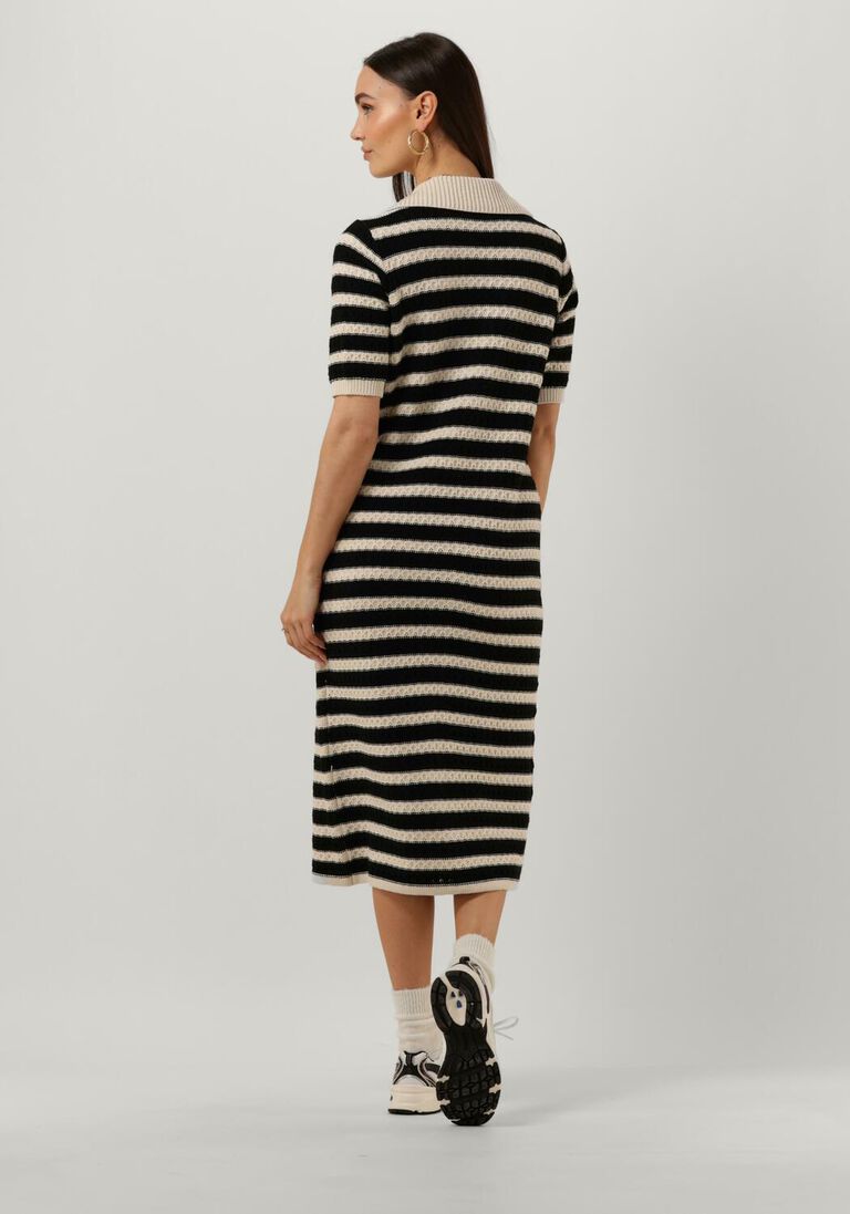 Y.A.S. zwarte y.a.s. midi jurk yascroc ss midi knit dress
