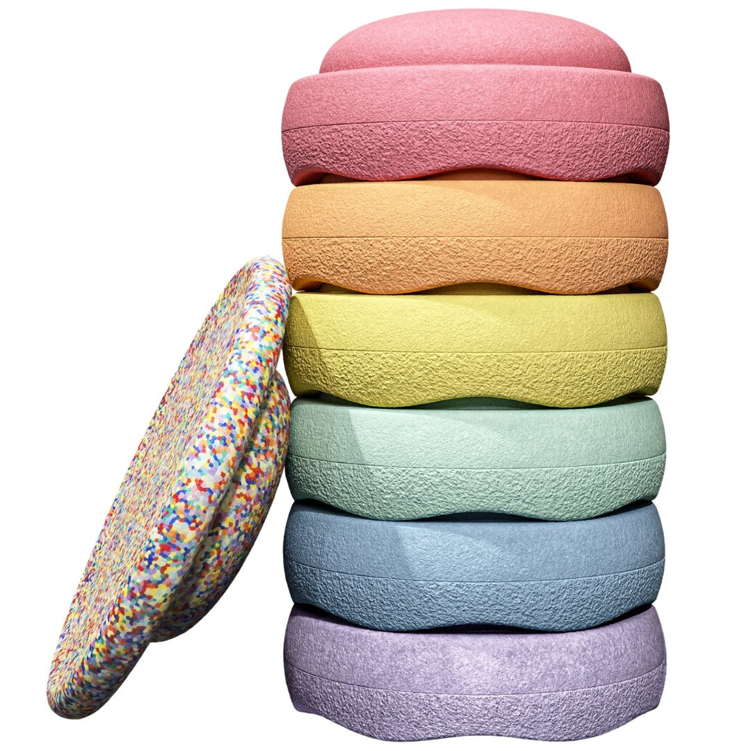 Stapelstein rainbow met super confetti balance board - pastel