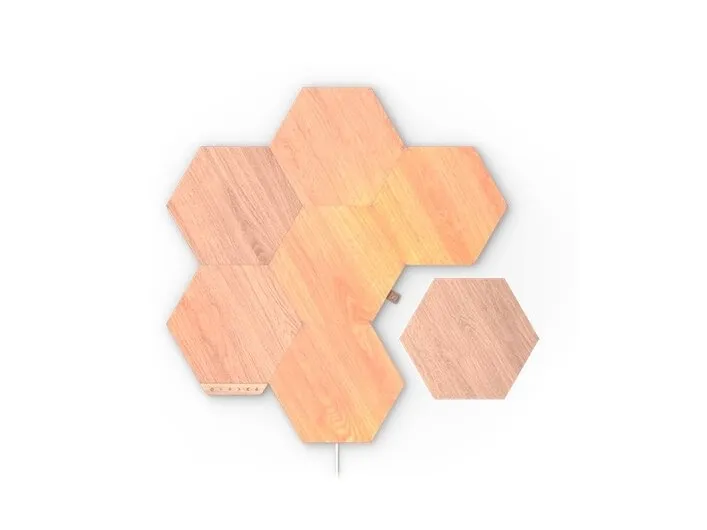 Nanoleaf Elements Starter Kit - Trådløst belysningssæt - varmt til køligt hvidt lys - 1500-4000 K - hexagon - træ-look