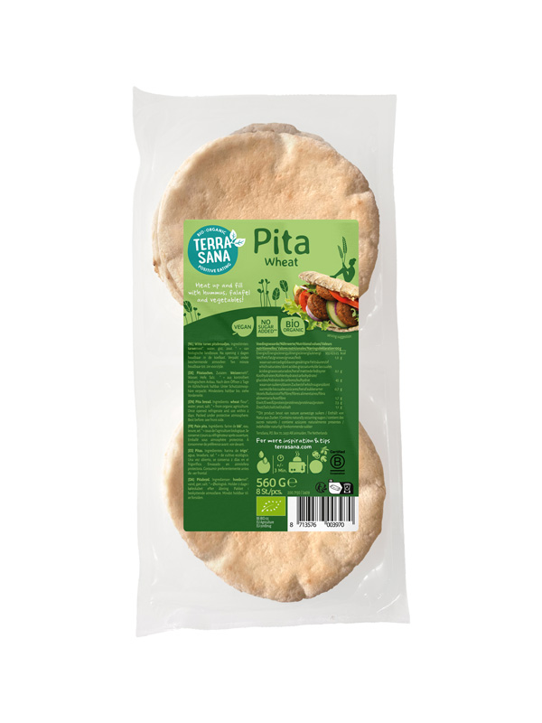 TerraSana Pitabroodjes Tarwe (560 gr)