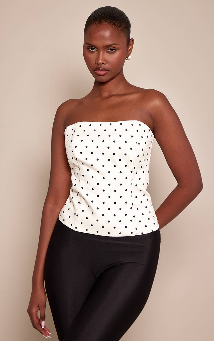 Bandeau Tissé À Pois Avec Laçage Au Dos