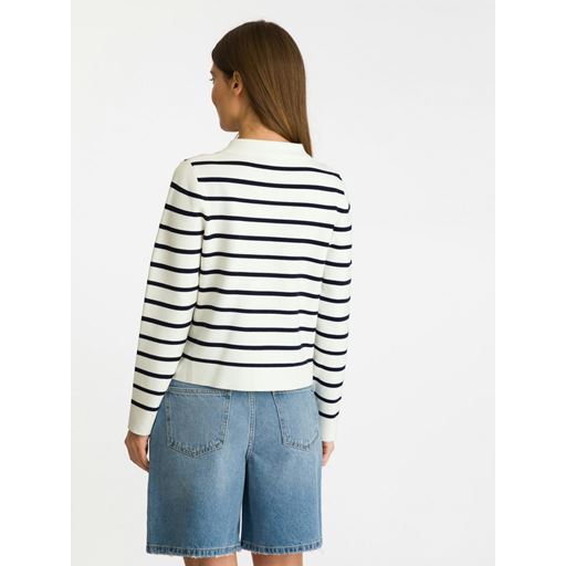 Neo Noir Tippi Knit Stripe Cardigan, White/Navy, 42