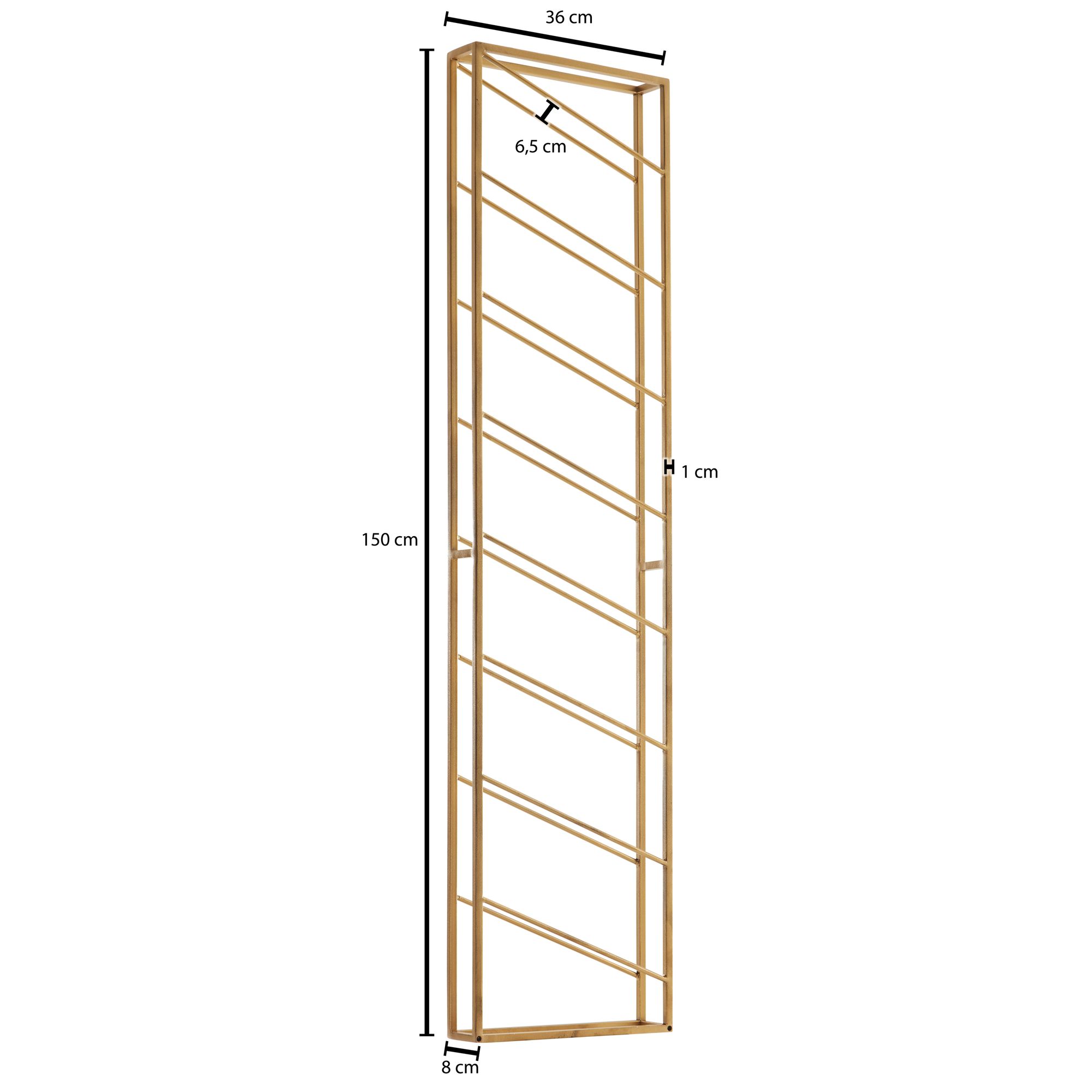 KADIMA DESIGN Weinregal STILVIN: Wandmontage, 8 Flaschen, 36x150x8 cm, pulverbeschichtetes Eisen, handgefertigt, 15 kg Belastbarkeit.