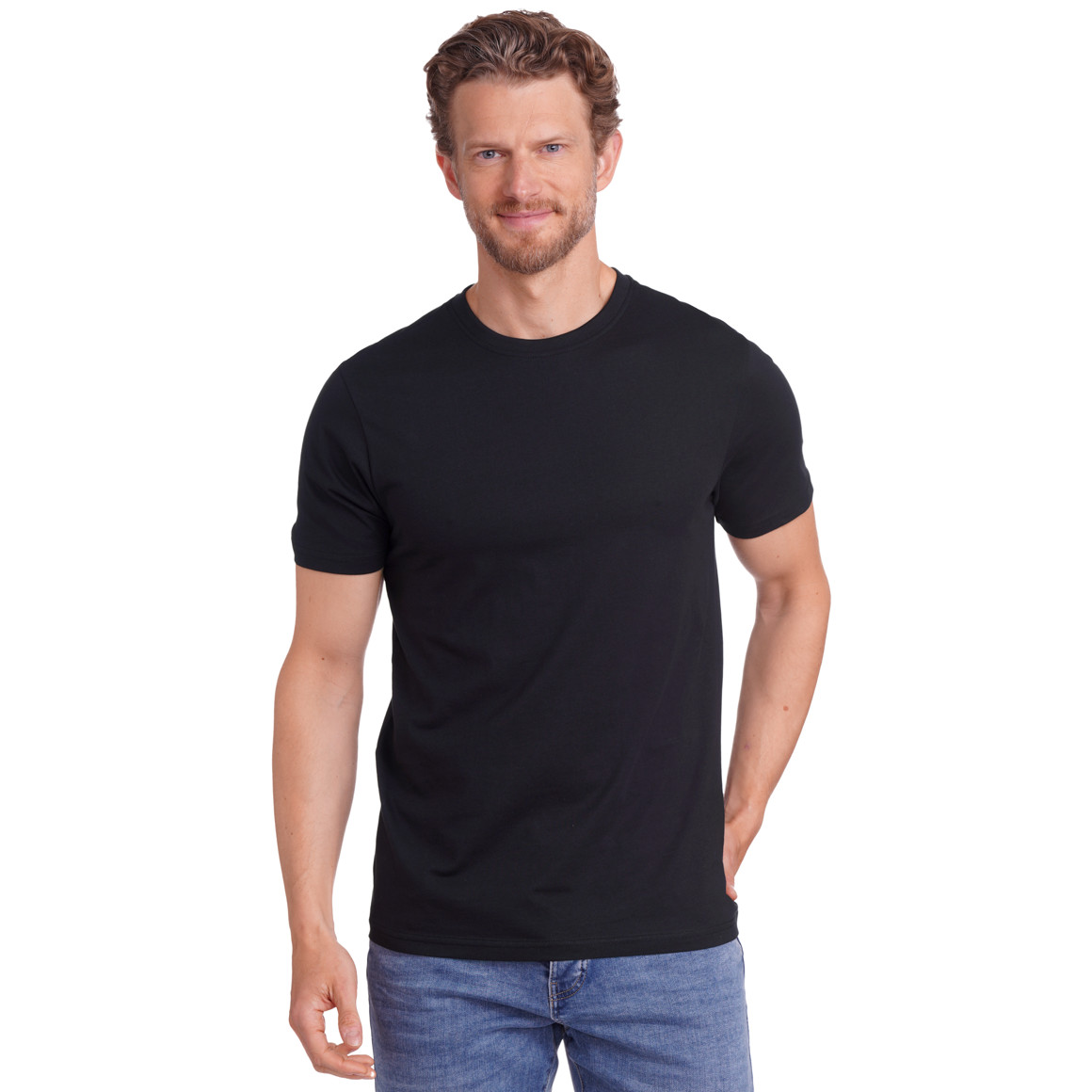 Famy 3 Herren T-Shirts im Basic-Look schwarz / hellgrau / weiss