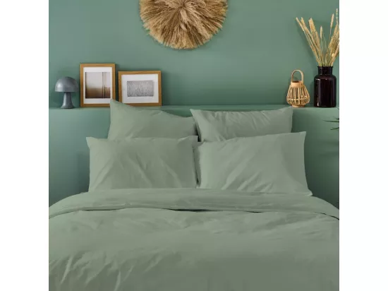 Lot de 2 Taies d'oreiller 100% Percale de coton - Sauge - 50x75cm