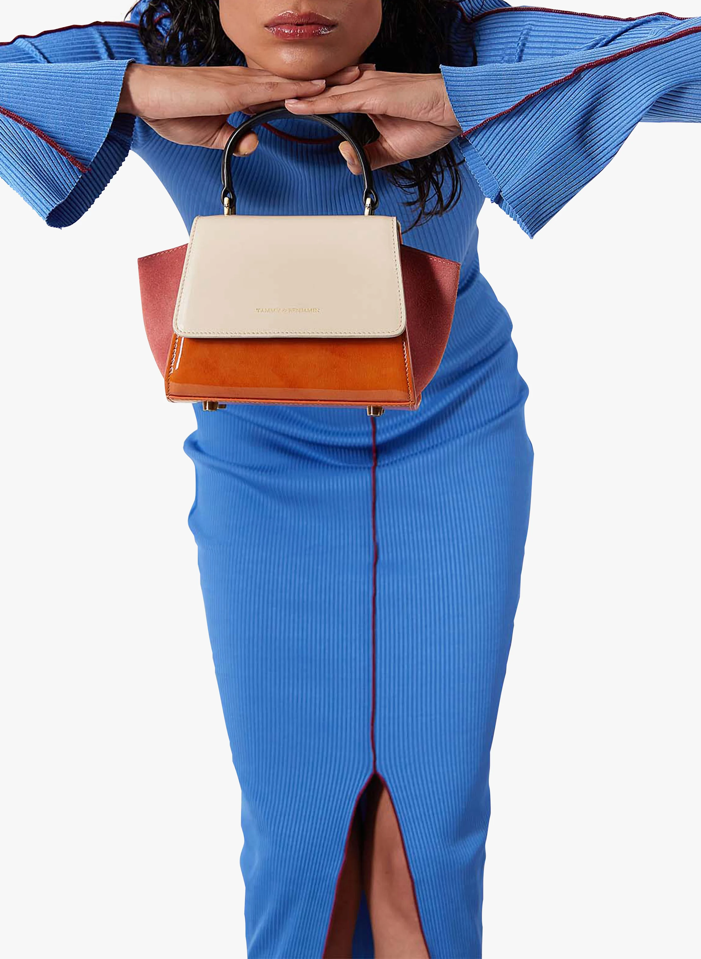 ALEXIA NANO - Sac trapèze à bandoulière en cuir de vachette| Multicolore