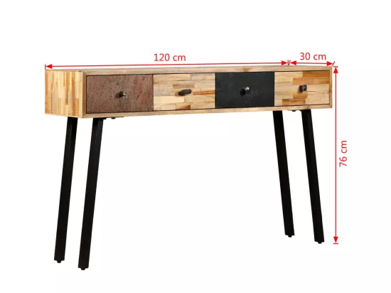 Table console Teck massif de récupération 120 x 30 x 76 cm